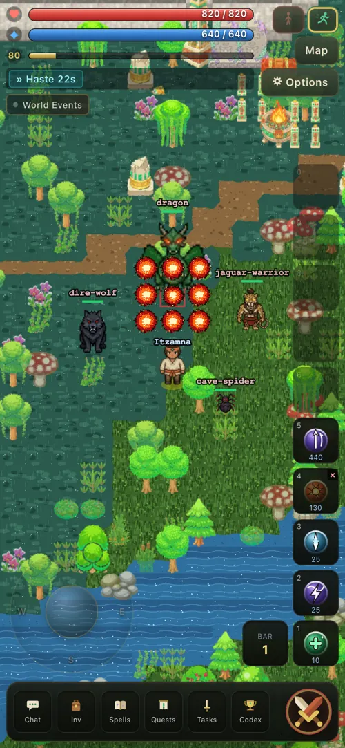 Actual mobile gameplay from the Maya-inspired Tikal Online world